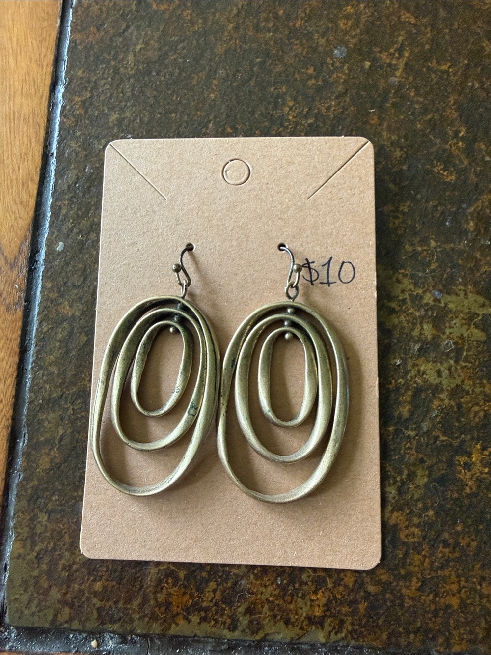 Gold Tone Oval Drop Earrings